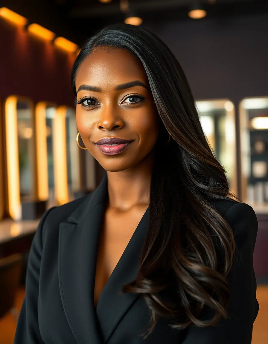 A beauty professional in her salon